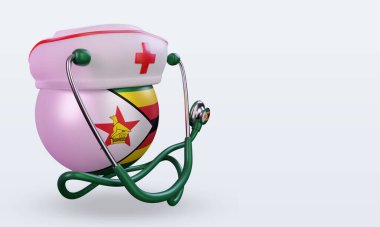 3D hemşire günü Zimbabwe bayrağı sola bakıyor