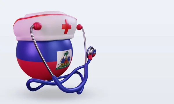 Ημέρα Νοσοκόμα Αϊτή Σημαία Καθιστώντας Αριστερή Άποψη — Φωτογραφία Αρχείου