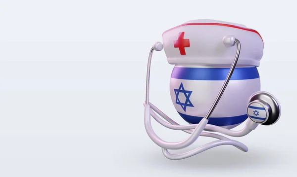 Enfermera Día Israel Bandera Representación Vista Derecha — Foto de Stock