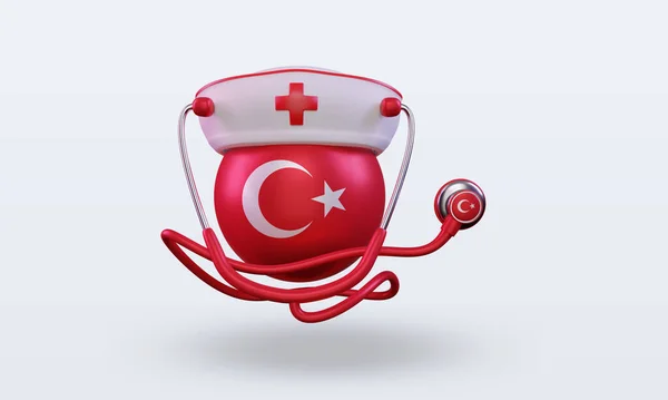 Asistentă Medicală Turcia Steag Redare Prima Vedere — Fotografie, imagine de stoc