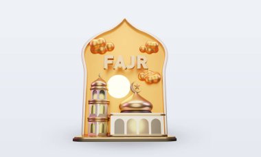 3d raamadan Fajr simgesi ön görünüm oluşturma