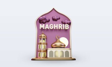 3d raamadan Maghrib simgesi ön görünümü oluşturur
