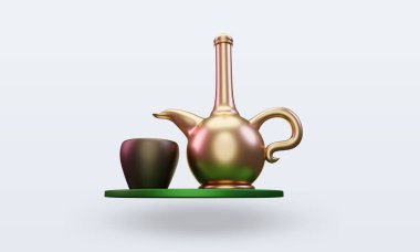 3d raamadan Çaydanlık simgesi ön görünüm oluşturma