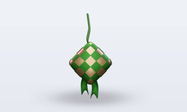 3d raamadan Ketupat simgesi oluşturma ön görünümü