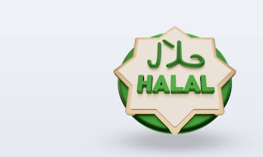 3d raamadan Halal simgesi üst görünümü oluşturur