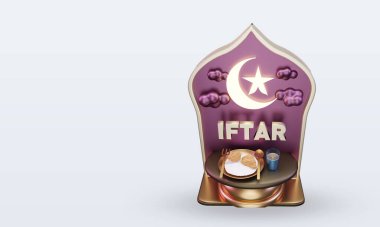 Üst görünümü gösteren 3d ramazan iftar simgesi