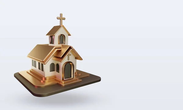 Icono Pascua Iglesia Renderizado Vista Izquierda — Foto de Stock