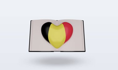 3D Dünya Kitap Günü Belçika bayrağı ön görünüm oluşturma