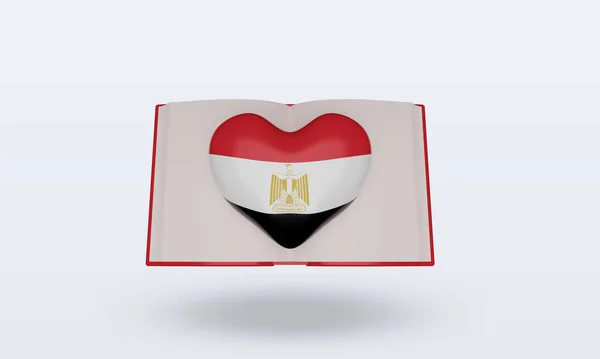 3D世界图书日埃及国旗展示前景 — 图库照片