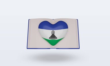 3D Dünya Kitap Günü Lesotho bayrağı ön görünüm oluşturma