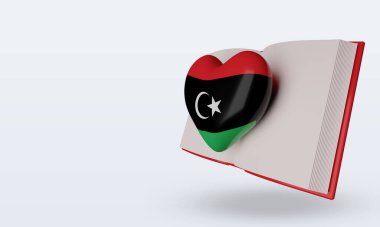 3D Dünya Kitap Günü Libya bayrağı sağa bakıyor