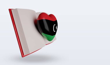 3D Dünya Kitap Günü Libya bayrağı sol görüşü yansıtıyor