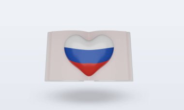 3D Dünya Kitabı Günü Rus bayrağı ön görünümü yansıtıyor