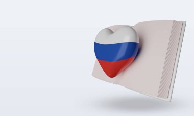 3D Dünya Kitabı Günü Rus bayrağı sağa bakıyor