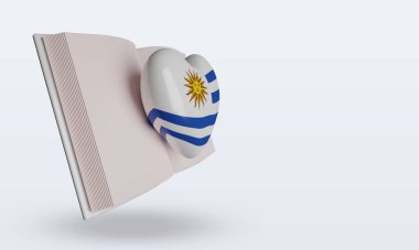 3d dünya kitap günü Uruguay bayrağı sol görünümü yansıtıyor