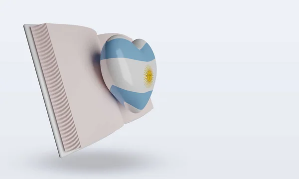 Día Mundial Del Libro Bandera Argentina Renderizado Vista Izquierda — Foto de Stock