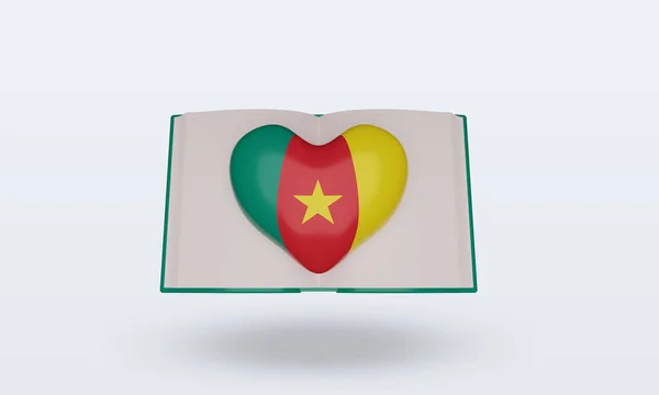Világkönyv Nap Kamerun Zászló Rendering Front View — Stock Fotó