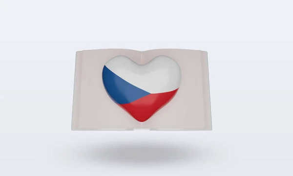 Świat Książka Dzień Czechy Flaga Renderowania Widok Przodu — Zdjęcie stockowe