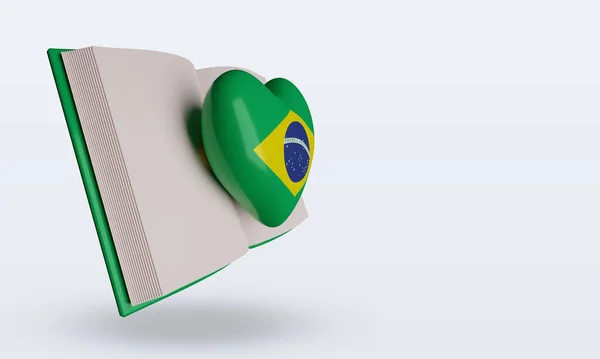 World Book Day Brazil Flag Rendering Left View — 스톡 사진