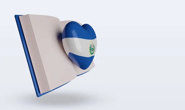 Świat Książka Dzień Salvador Flaga Renderowania Lewo Widok — Zdjęcie stockowe