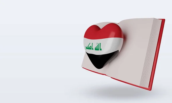 3D世界の本の日イラクの旗の右側のビューをレンダリング — ストック写真