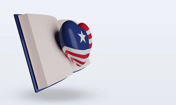 Świat Książka Dzień Liberia Flaga Renderowania Lewo Widok — Zdjęcie stockowe