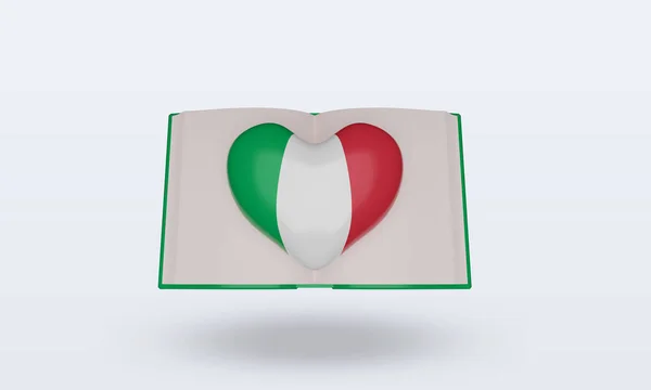 Světová Kniha Den Itálie Vlajka Vykreslování Přední Pohled — Stock fotografie