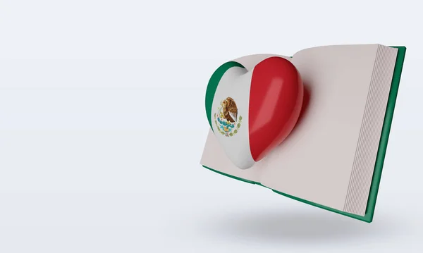 Mundo Livro Dia México Bandeira Renderização Visão Direita — Fotografia de Stock