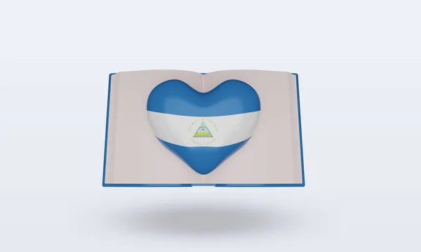 Świat Książka Dzień Nikaragua Flaga Renderowania Widok Przodu — Zdjęcie stockowe