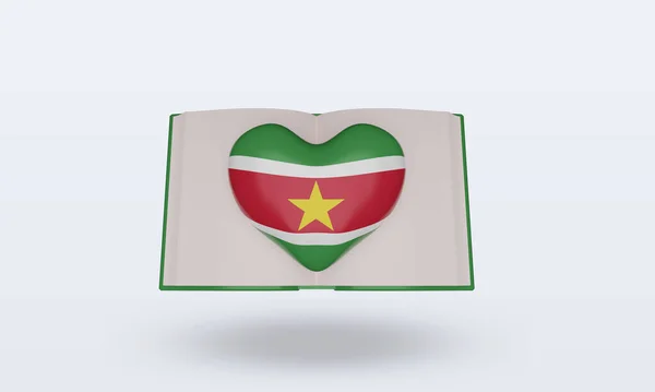 Día Mundial Del Libro Bandera Surinam Renderizado Vista Frontal — Foto de Stock