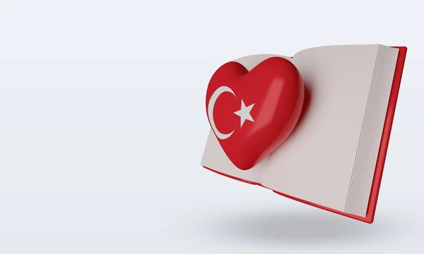 Giorno Del Libro Mondo Turchia Bandiera Rendering Vista Destra — Foto Stock