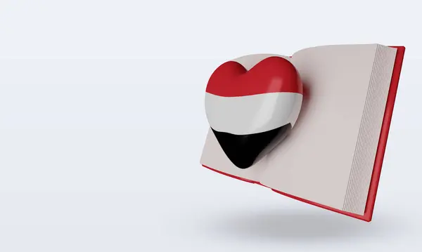 Dünya Kitabı Günü Yemen Bayrağı Sağa Bakıyor — Stok fotoğraf