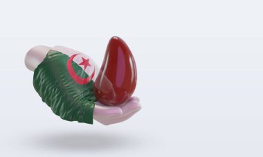 3D Dünya Kan Donörü Günü Cezayir bayrağı sola bakıyor