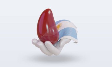 3D Dünya kan bağışı günü Arjantin bayrağı cephe görüntüsü veriyor