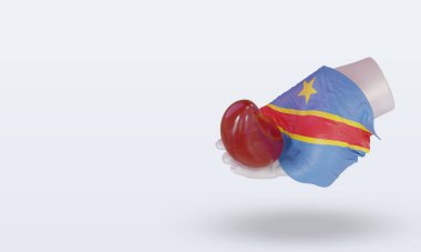 3D Dünya kan bağışı günü Demokratik Kongo bayrağı sağa bakıyor