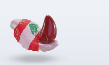 3D Dünya Kan Bağışı Günü Lübnan bayrağı sol görüşü gösteriyor