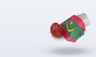 3D Dünya Kan Donörü Günü Moritanya bayrağı sağa bakıyor
