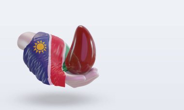 3D Dünya Kan Bağışı Günü Namibya bayrağı sol görüşü gösteriyor