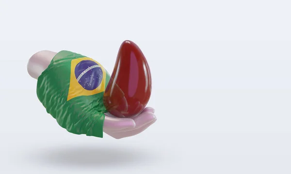 World Blood Donor Day Brazil Flag Rendering Left View — ストック写真