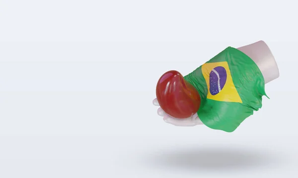 World Blood Donor Day Brazil Flag Rendering Right View — ストック写真