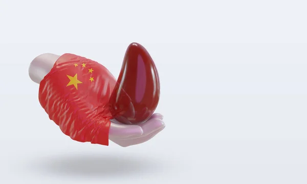 Świat Krwiodawca Dzień Chiny Flaga Renderowania Lewo Widok — Zdjęcie stockowe