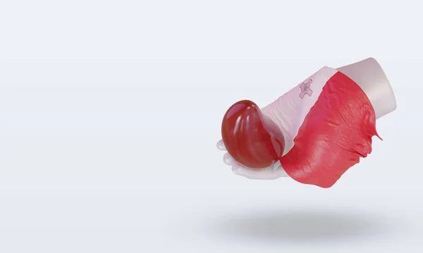 3D世界献血日马耳他国旗展示正确的观点 — 图库照片