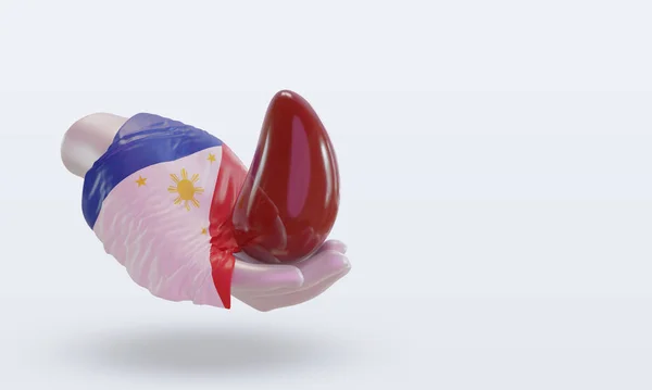 World Blood Donor Day Philippines Flag Rendering Left View — Stock Photo, Image