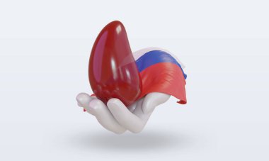 3D Dünya kan bağışı günü Rus bayrağı ön planda.