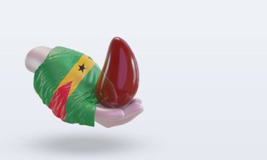3D Dünya kan bağışı günü Sao Tome ve Principe bayrağı sola bakıyor