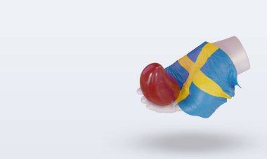 3D Dünya Kan Bağışı Günü İsveç bayrağı sağa bakıyor