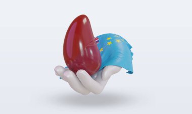 3D Dünya Kan Bağışı Günü Tuvalu bayrağı cephe görüntüsü veriyor