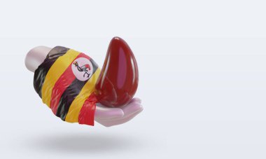 3D Dünya Kan Bağışı Günü Uganda bayrağı sol görüşü gösteriyor
