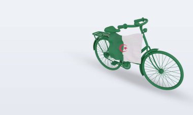 Cezayir bayrağının 3D by-cycle günü doğru görünümü oluşturması