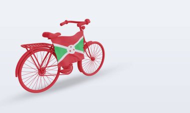3D bycycle günü Burundi bayrağı sol görünümü yansıtıyor